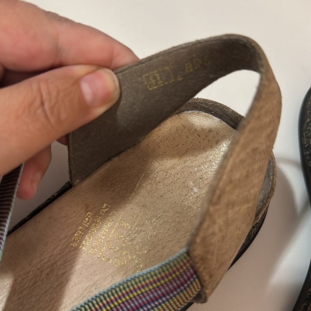 Rieker Beige Leather Flats with Multicolor Straps - Picture 5 of 5